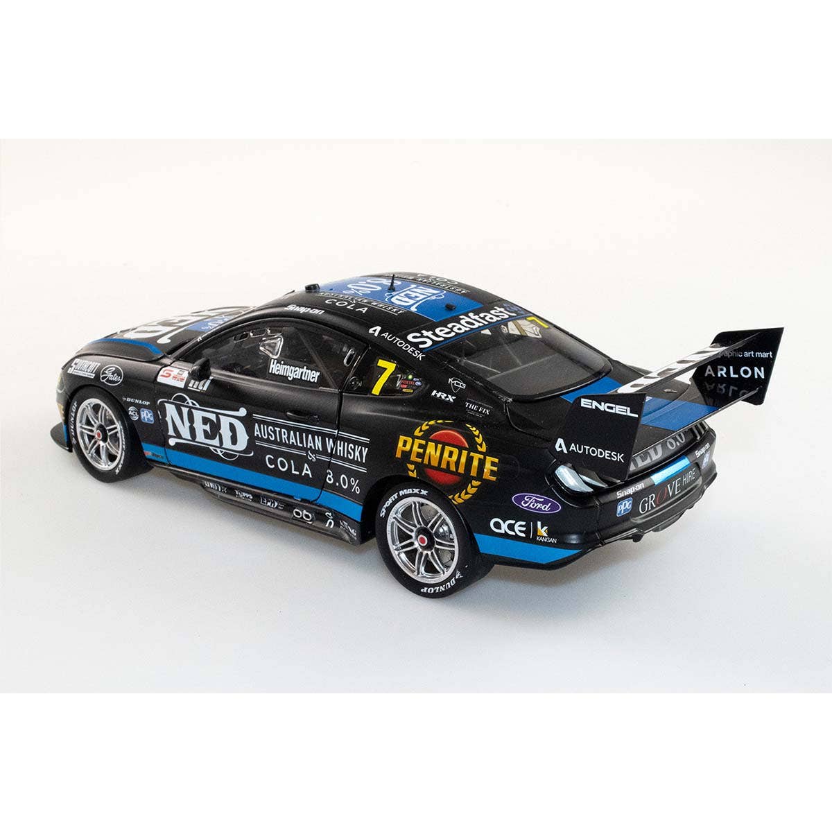 Ford GT Mustang V8 Supercar Ned Racing - Andre Heimgartner #7 - 2021 NTI Townsville 500 - 1:18 Scale Diecast Model Car - Image 4