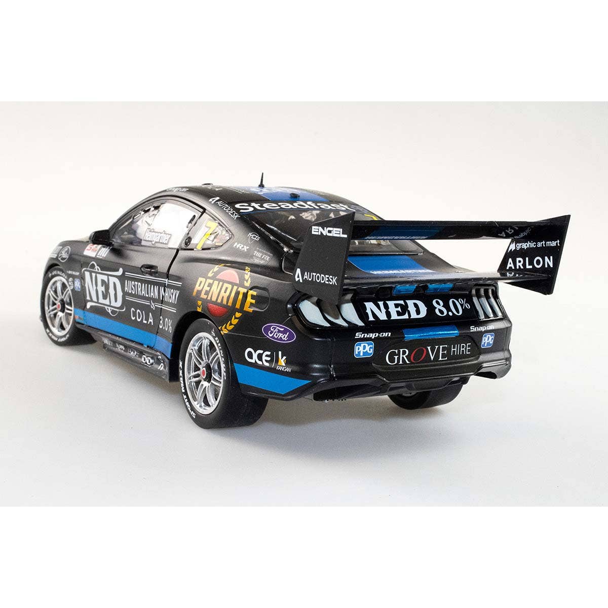 Ford GT Mustang V8 Supercar Ned Racing - Andre Heimgartner #7 - 2021 NTI Townsville 500 - 1:18 Scale Diecast Model Car - Image 5