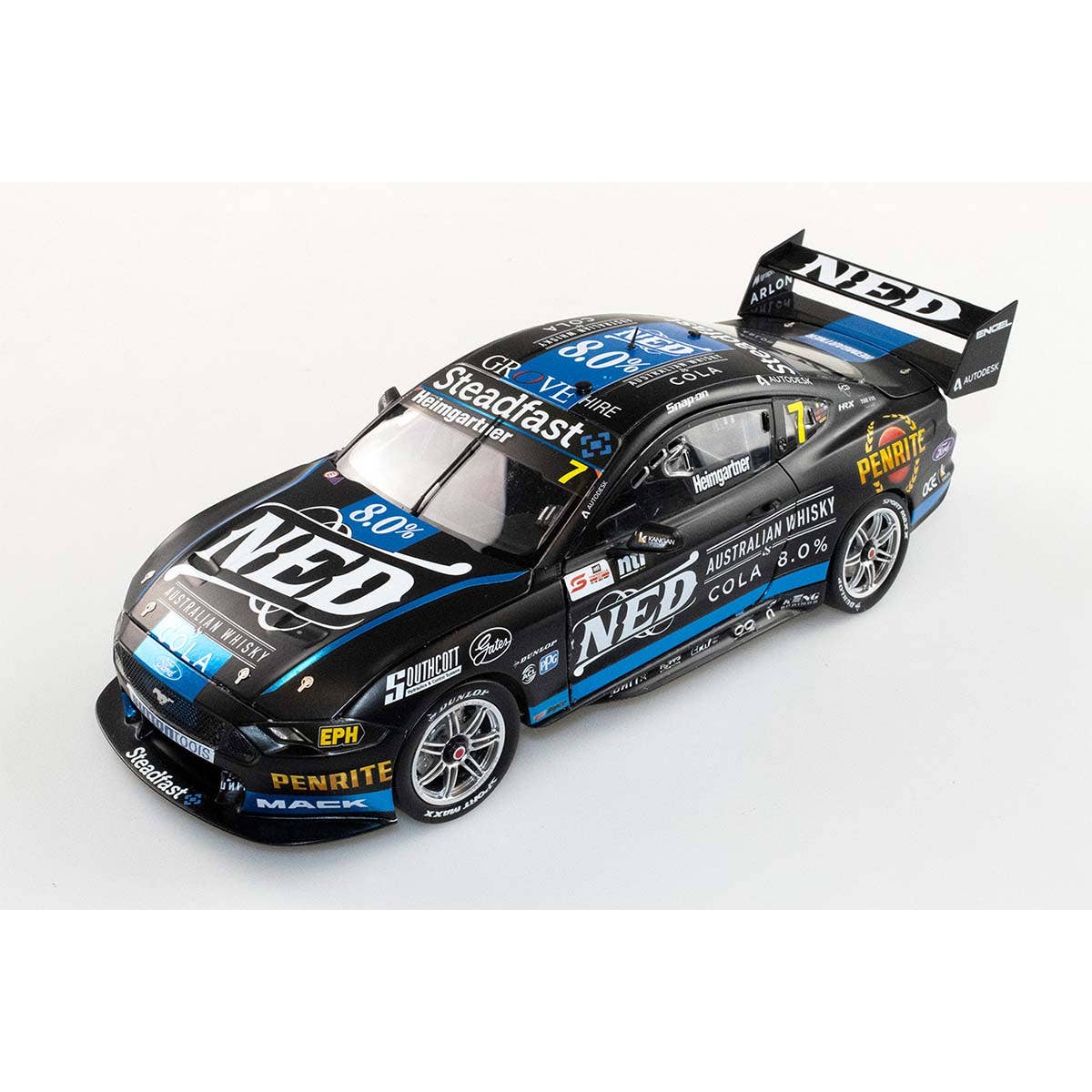 Ford GT Mustang V8 Supercar Ned Racing - Andre Heimgartner #7 - 2021 NTI Townsville 500 - 1:18 Scale Diecast Model Car - Image 6