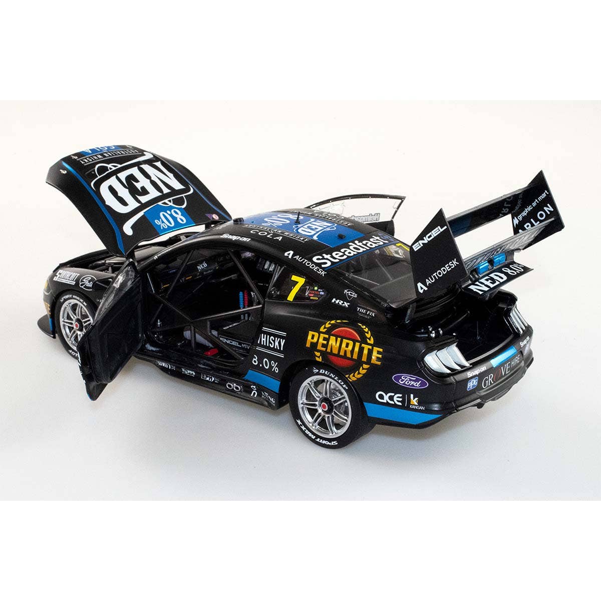 Ford GT Mustang V8 Supercar Ned Racing - Andre Heimgartner #7 - 2021 NTI Townsville 500 - 1:18 Scale Diecast Model Car - Image 7
