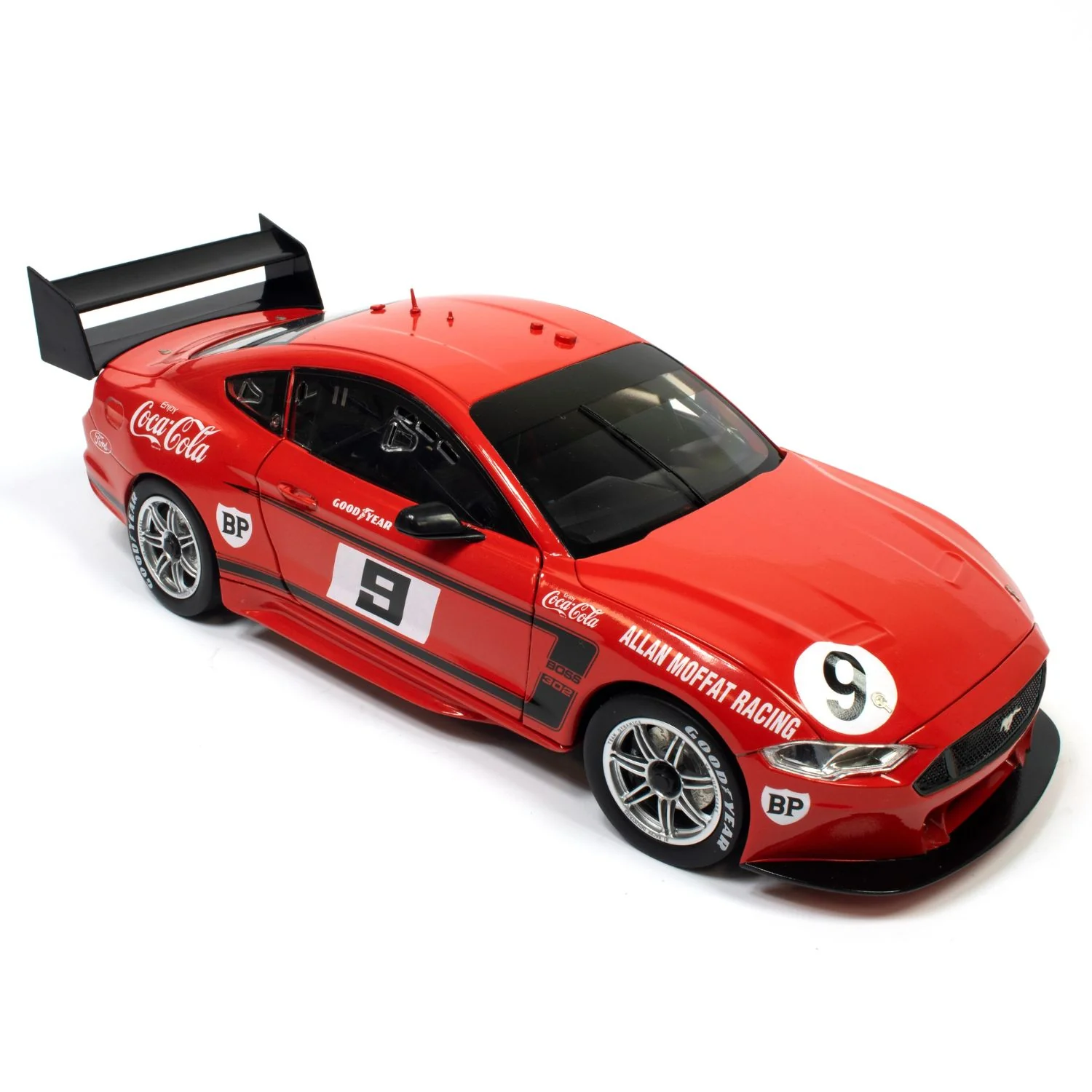 FORD MUSTANG-ALLAN MOFFAT RACING- ALLAN MOFFAT #9 - 1969 COCA-COLA TRANS AM BOSS 302 - RETRO LIVERY - 1:18 Scale Diecast Model Car - Image 4