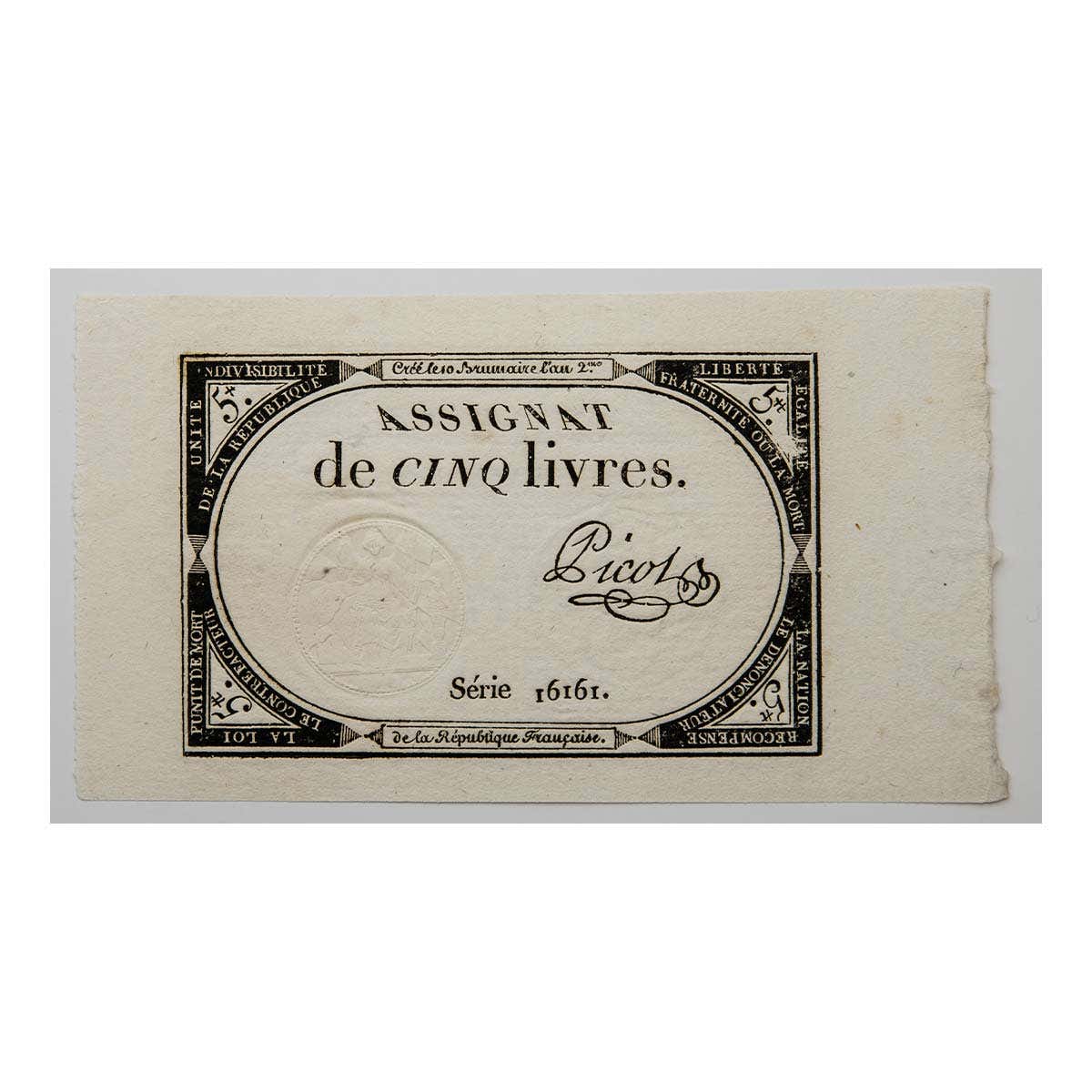 France 1793-95 5 Livres Assignat good Extremely Fine-about Uncirculated
