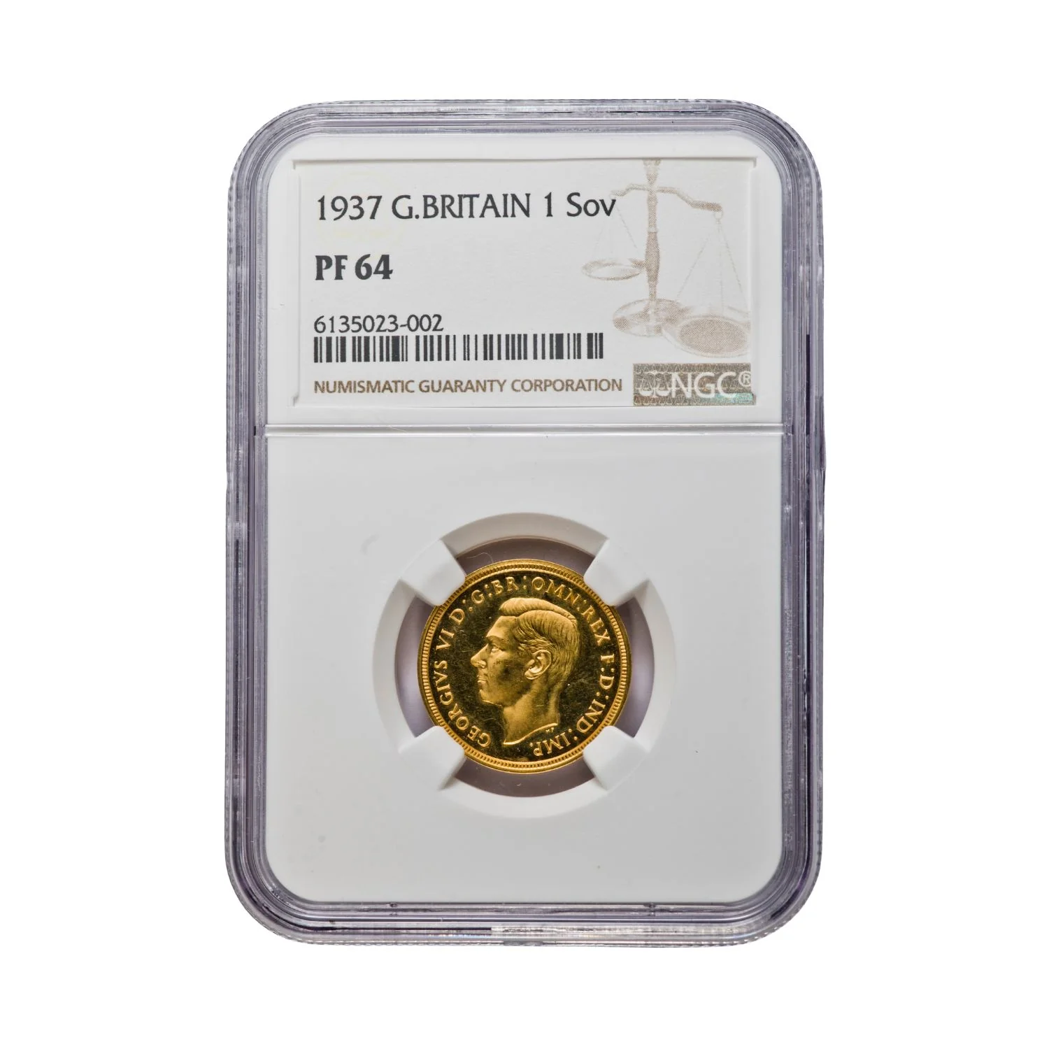 Great Britain George VI 1937 Gold Sovereign Proof NGC PR64