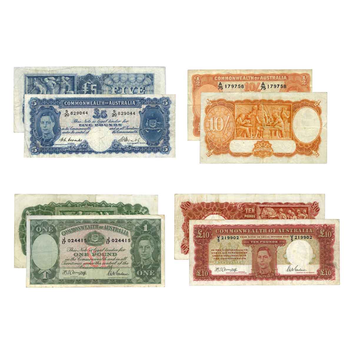 Australia George VI 1938-52 Fine-Very Fine 4-Note Type Set