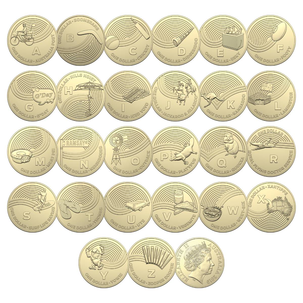 Australia Great Aussie Coin Hunt 2019 $1 Aluminium-Bronze Uncirculated 26-Coin Collection - Image 2