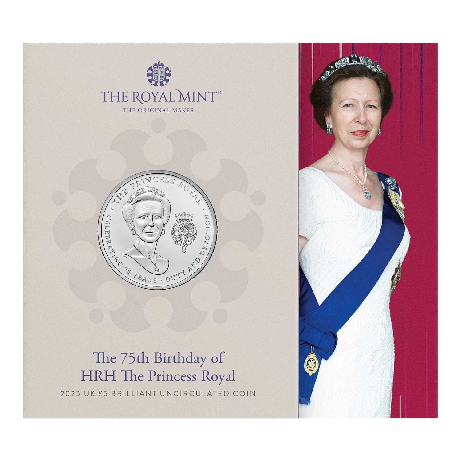 Great Britain 75th Birthday of Princess Anne 2025 £5 Brilliant Uncirculated Coin - Image 3