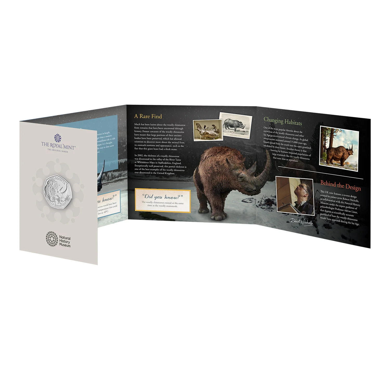 Great Britain Ice Age Woolly Rhinoceros 2024 50p Cupro-Nickel Brilliant Uncirculated Coin - Image 3