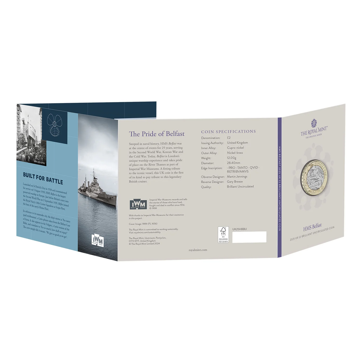 Great Britain HMS Belfast 2025 £2 Bimetal Brilliant Uncirculated Coin - Image 5