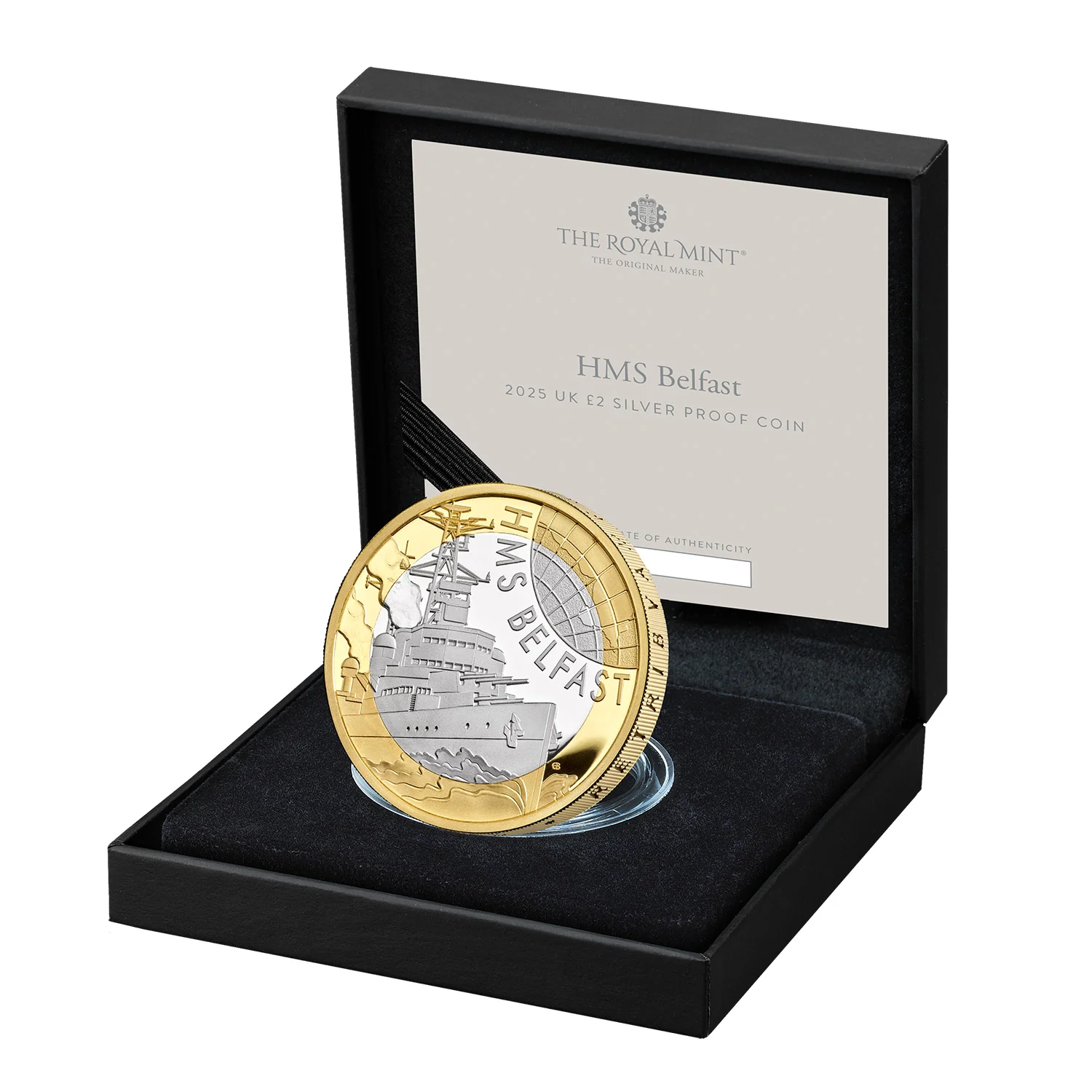 Great Britain HMS Belfast 2025 £2 Bimetal Silver Proof Coin - Image 3