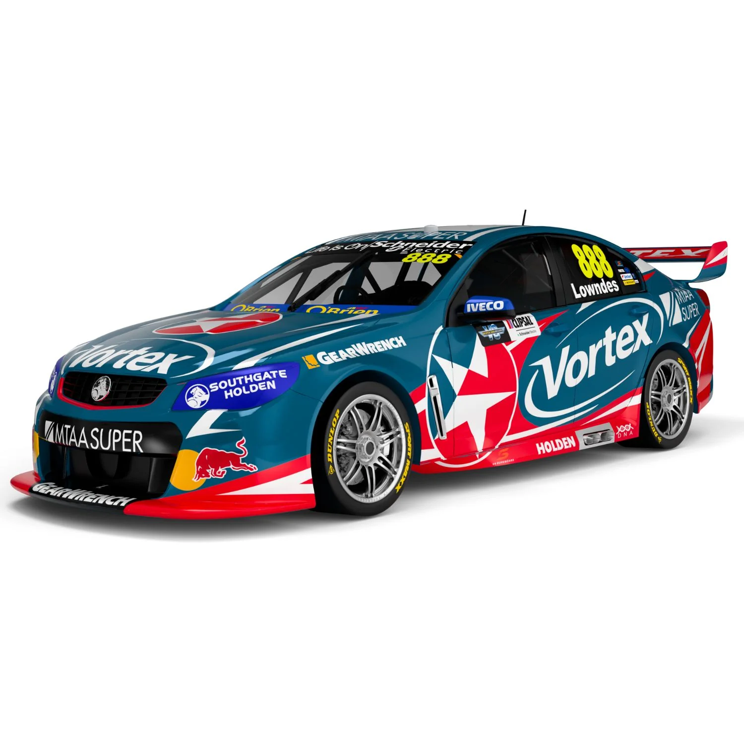 HOLDEN VF COMMODORE - TEAM VORTEX - CRAIG LOWNDES #888 - 2016 - CLIPSAL 500 - RACE 1 - RECORD BREAKING 251 ROUND STARTS - 1:18 Scale Diecast Model Car - Image 3