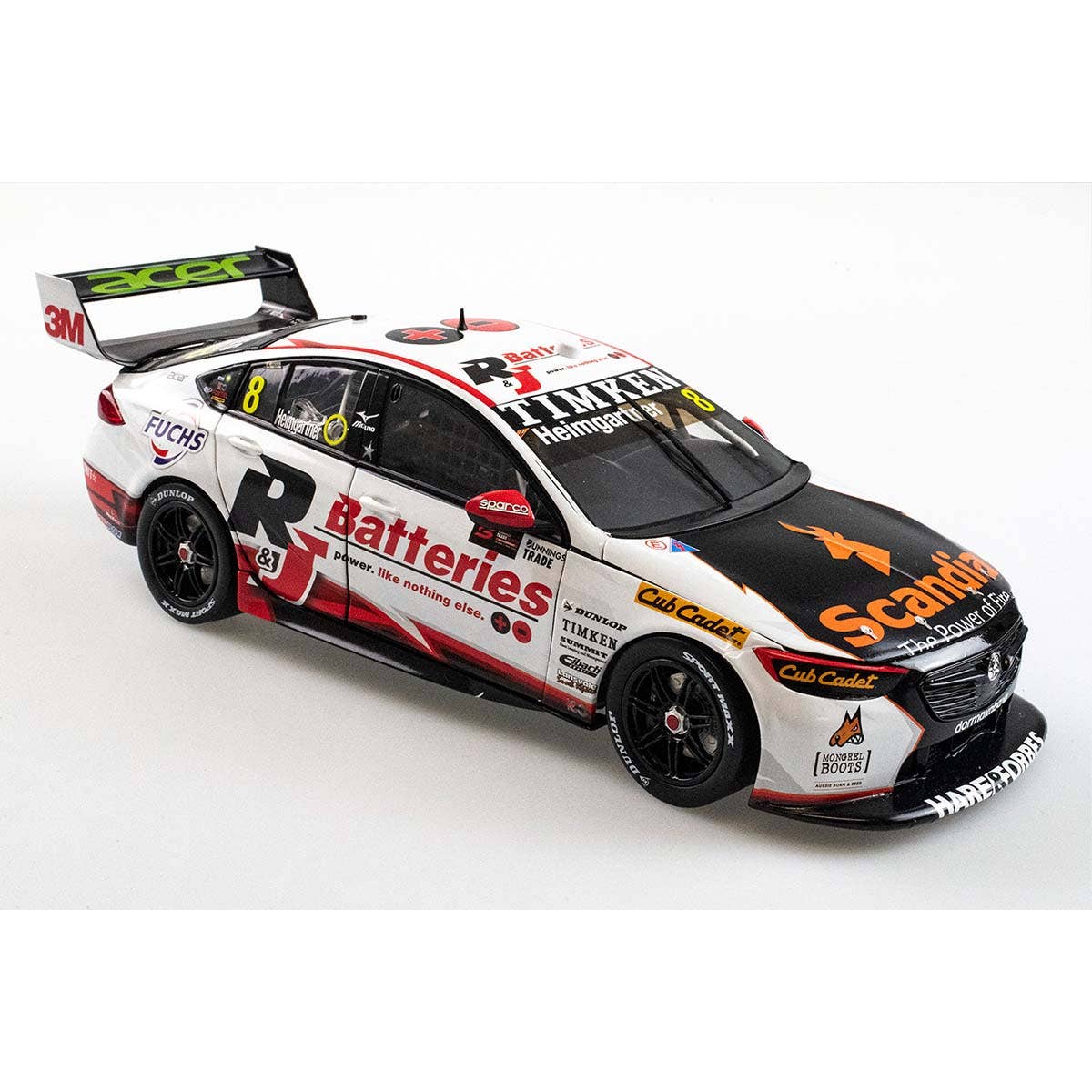 HOLDEN ZB COMMODORE - BJR - ANDRE HEIMGARTNER #8 R&J Batteries/Scandia - 2022 Bunnings Trade Perth Supernight Race 11 3RD PLACE - 1:18 Scale Diecast Model Car - Image 4