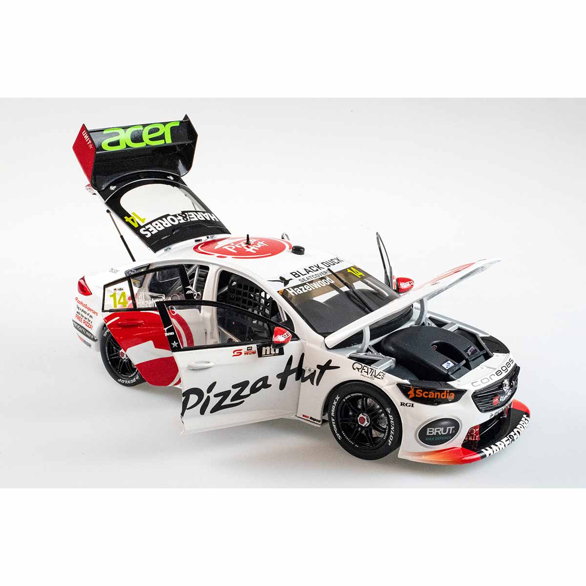 HOLDEN ZB COMMODORE - BJR PIZZA HUT - HAZELWOOD #14 - 2021 NTI Townsville 500 Race 16 - 1:18 Scale Diecast Model Car - Image 2