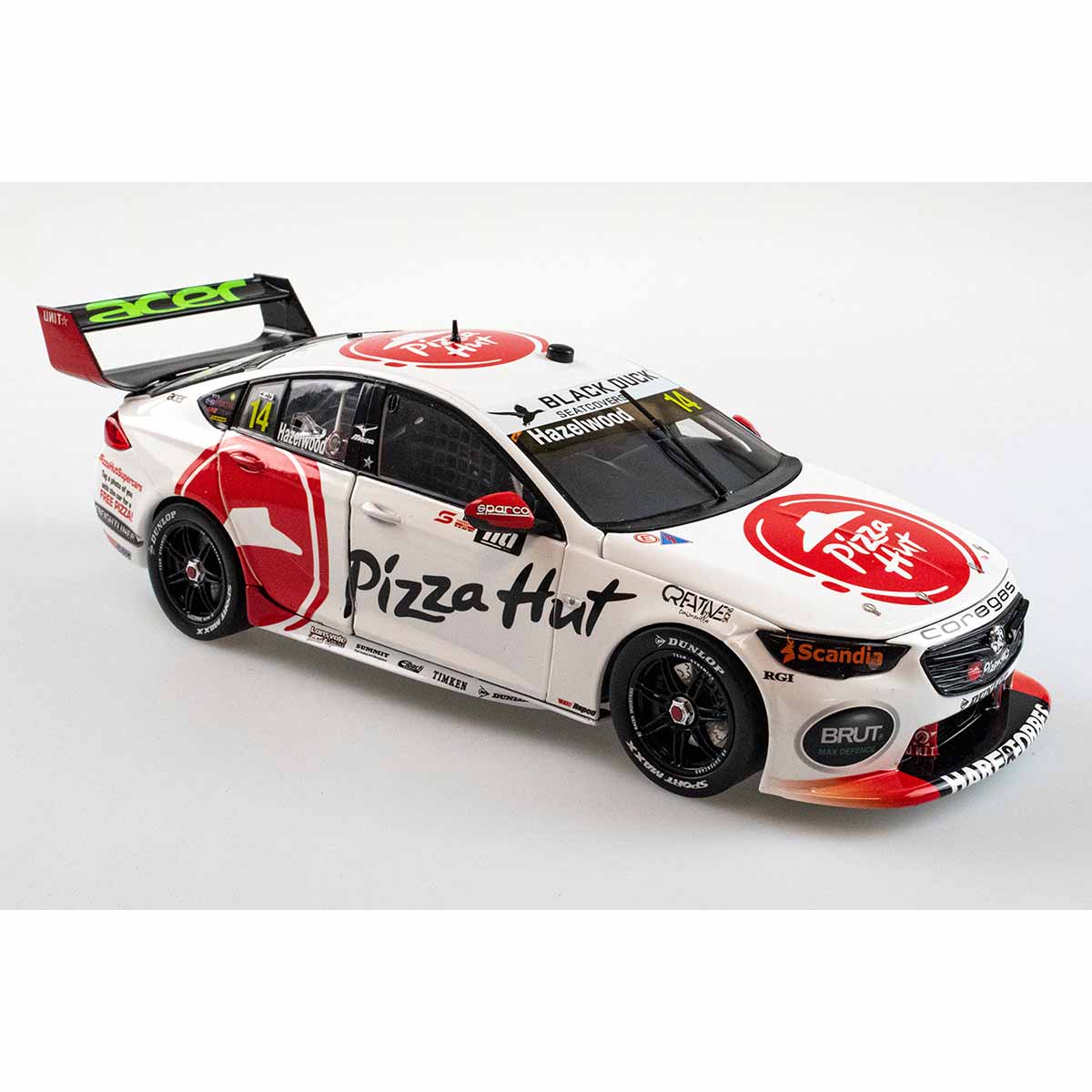 HOLDEN ZB COMMODORE - BJR PIZZA HUT - HAZELWOOD #14 - 2021 NTI Townsville 500 Race 16 - 1:18 Scale Diecast Model Car - Image 4