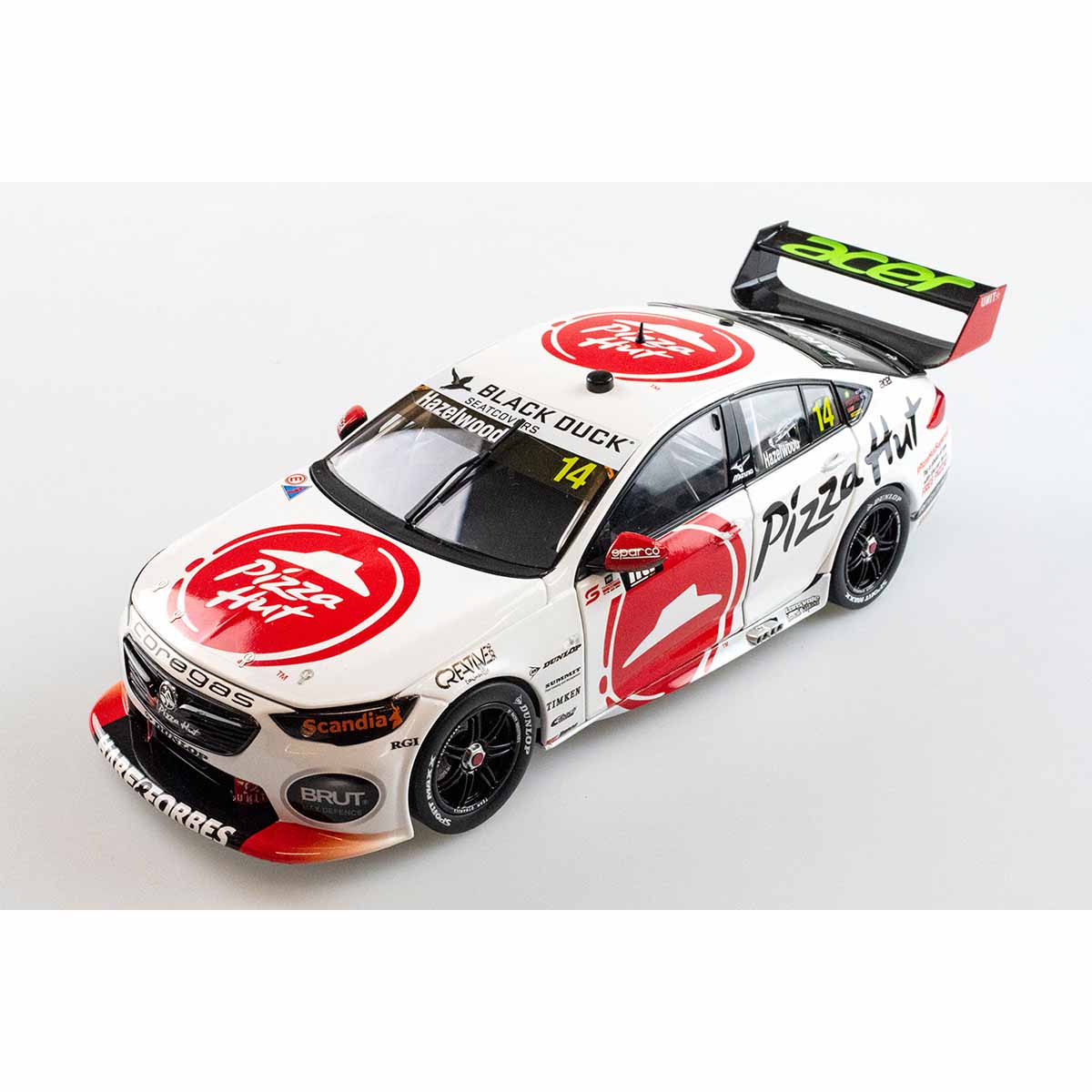 HOLDEN ZB COMMODORE - BJR PIZZA HUT - HAZELWOOD #14 - 2021 NTI Townsville 500 Race 16 - 1:18 Scale Diecast Model Car - Image 6