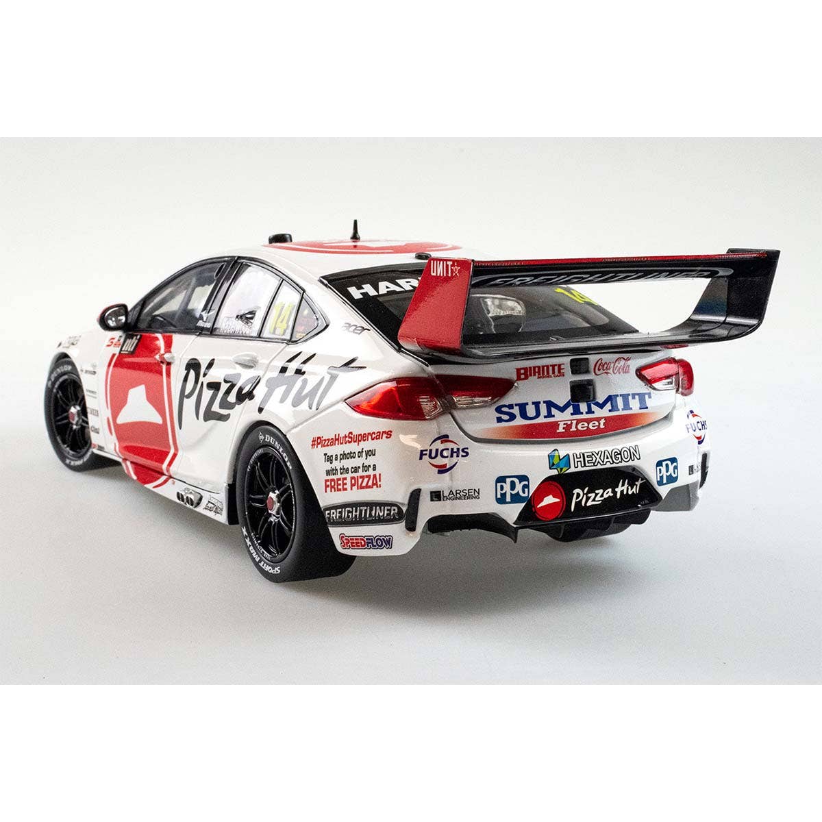 HOLDEN ZB COMMODORE - BJR PIZZA HUT - HAZELWOOD #14 - 2021 NTI Townsville 500 Race16 - 1:43 Scale Diecast Model Car - Image 2