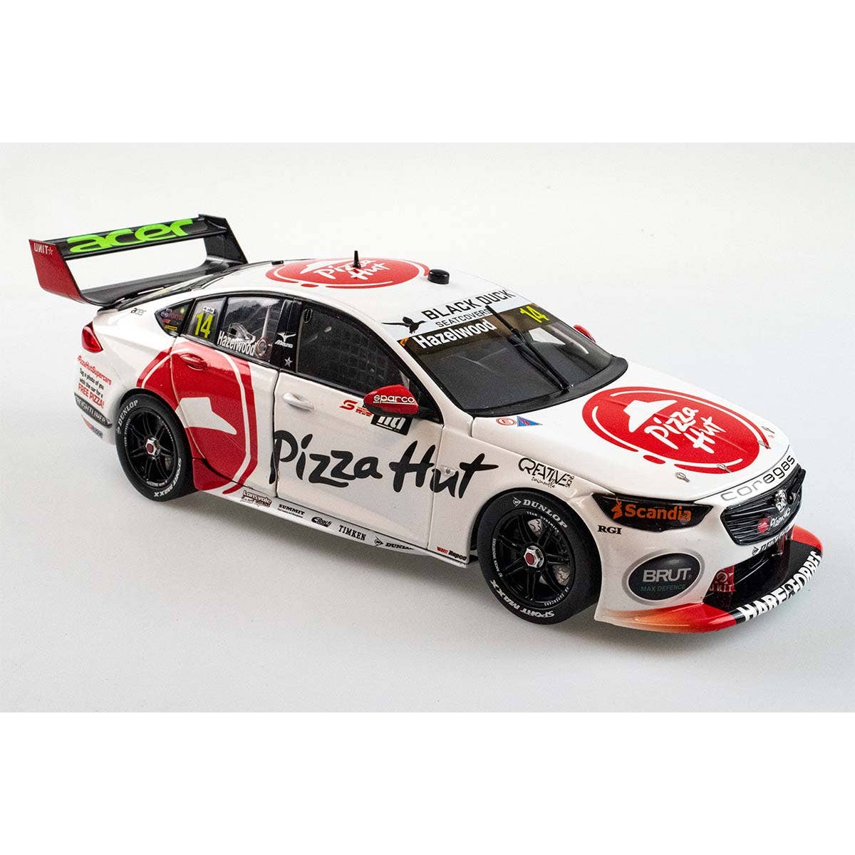 HOLDEN ZB COMMODORE - BJR PIZZA HUT - HAZELWOOD #14 - 2021 NTI Townsville 500 Race16 - 1:43 Scale Diecast Model Car - Image 4
