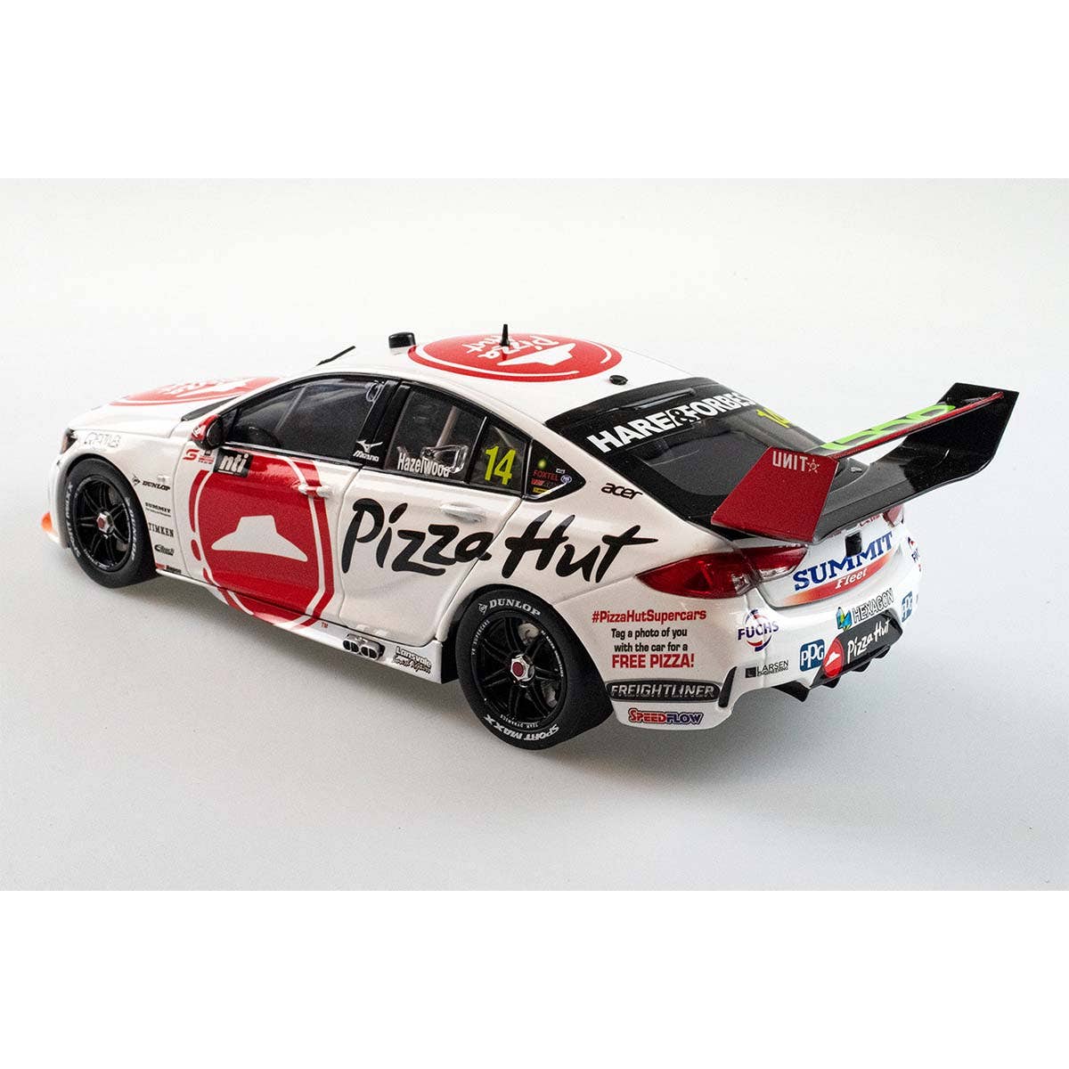 HOLDEN ZB COMMODORE - BJR PIZZA HUT - HAZELWOOD #14 - 2021 NTI Townsville 500 Race16 - 1:43 Scale Diecast Model Car - Image 5