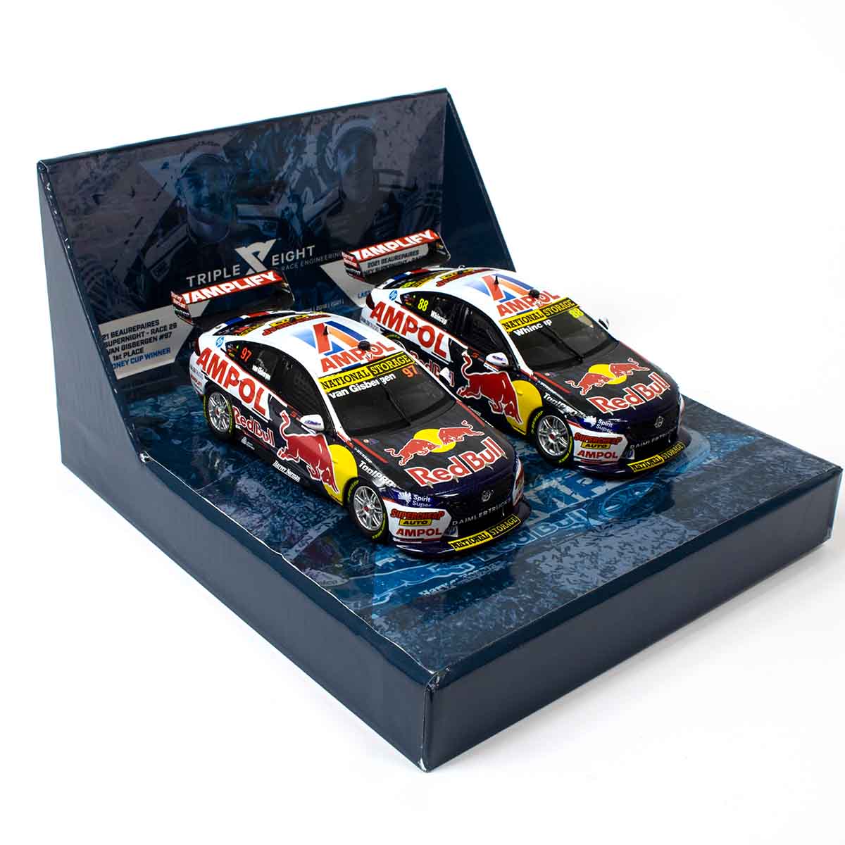 HOLDEN ZB COMMODORE - RED BULL AMPOL RACING - VAN GISBERGEN/WHINCUP - 2021 TEAMS CHAMPIONSHIP WINNER TWIN SET - 1:18 Scale Diecast Model Car - Image 3