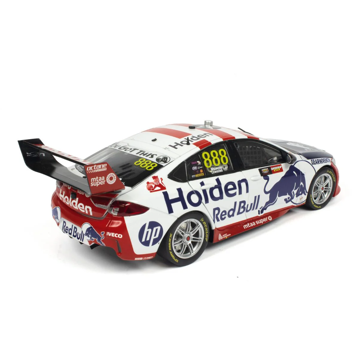 HOLDEN ZB COMMODORE - RED BULL HOLDEN RACING - JAMIE WHINCUP/CRAIG LOWNDES #888 - 2019 - RETRO LIVERY - BATHURST 1000 - 4th place - 1:18 Scale Diecast Model Car - Image 7