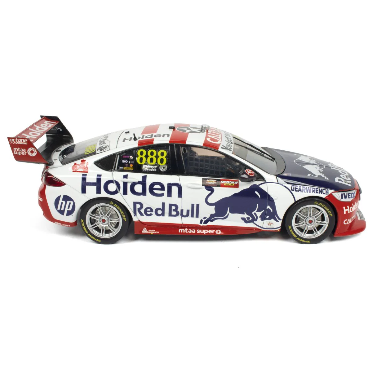 HOLDEN ZB COMMODORE - RED BULL HOLDEN RACING - JAMIE WHINCUP/CRAIG LOWNDES #888 - 2019 - RETRO LIVERY - BATHURST 1000 - 4th place - 1:18 Scale Diecast Model Car - Image 9