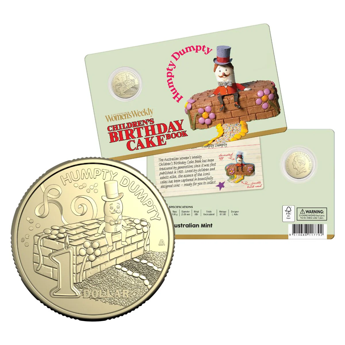 Australia Humpty Dumpty Birthday Cake 2025 $1 Aluminium-Bronze Uncirculated Coin