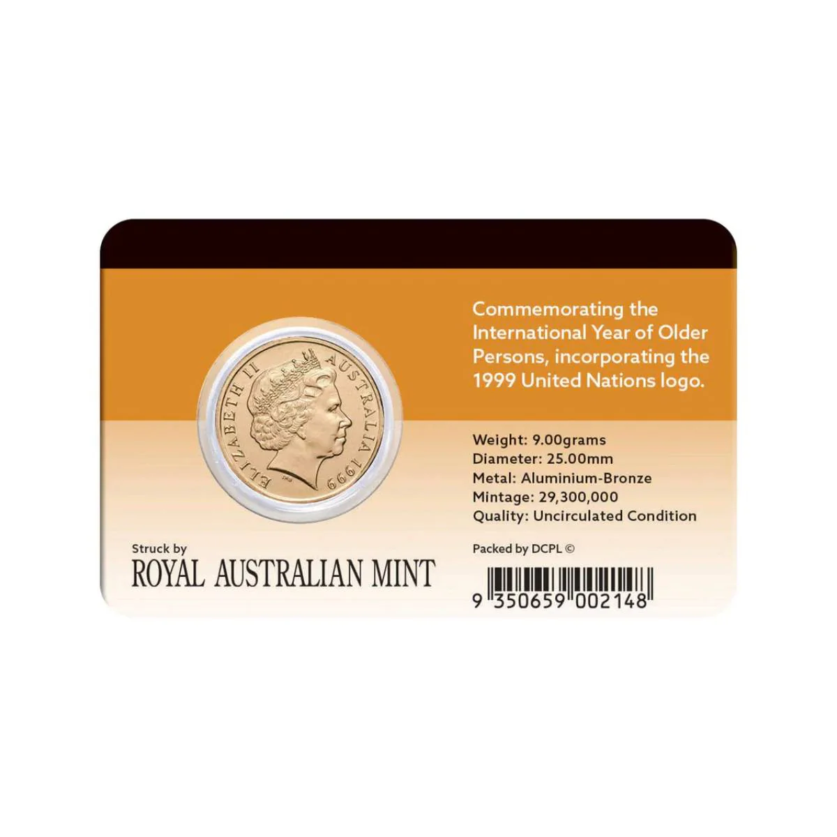 International Year of Older Persons 1999 $1 Al-Br Coin Pack - Image 2