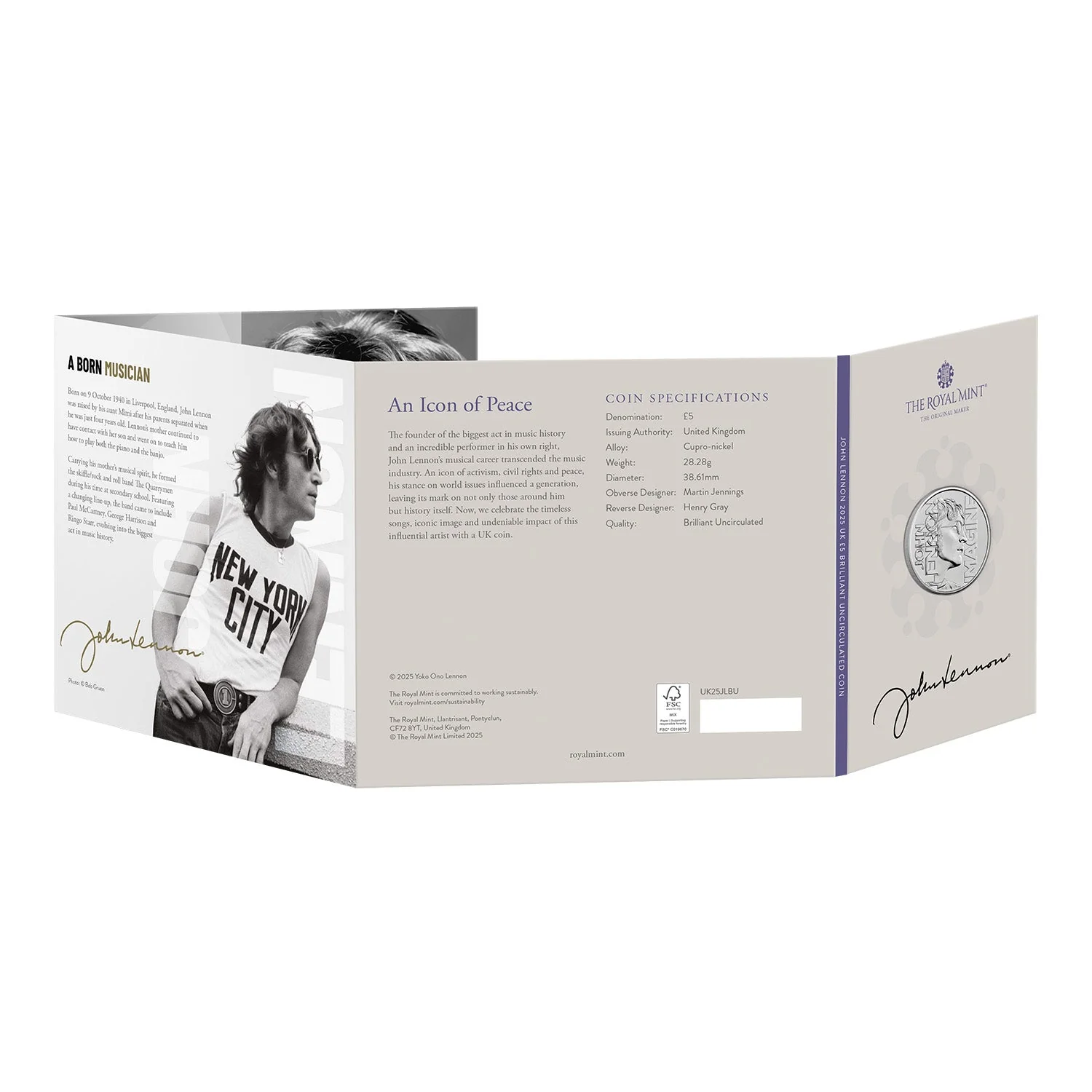 John Lennon 2025 £5 Brilliant Uncirculated Coin - Image 6