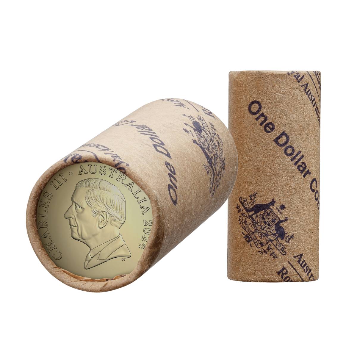 Australia Charles III 2024 $1 Aluminium-Bronze Uncirculated 20-Coin Heads/Heads or Tails/Tails RAM Mint Roll - Image 2