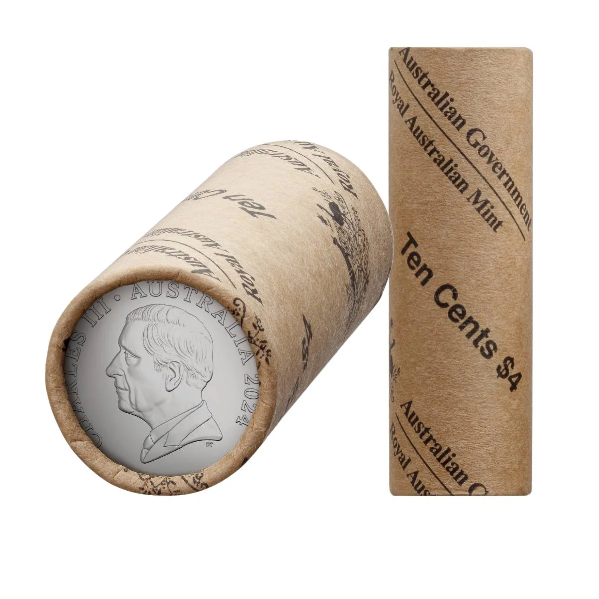 Australia Charles III 2024 10c Cupro-Nickel Uncirculated 40-Coin Heads/Heads or Tails/Tails RAM Mint Roll - Image 2