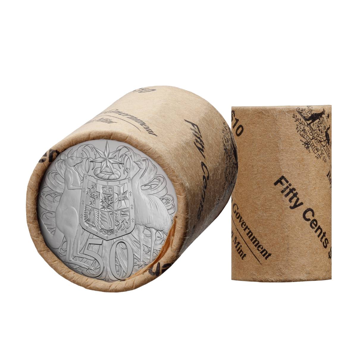 Australia Charles III 2024 50c Cupro-Nickel Uncirculated 20-Coin Heads/Heads or Tails/Tails RAM Mint Roll