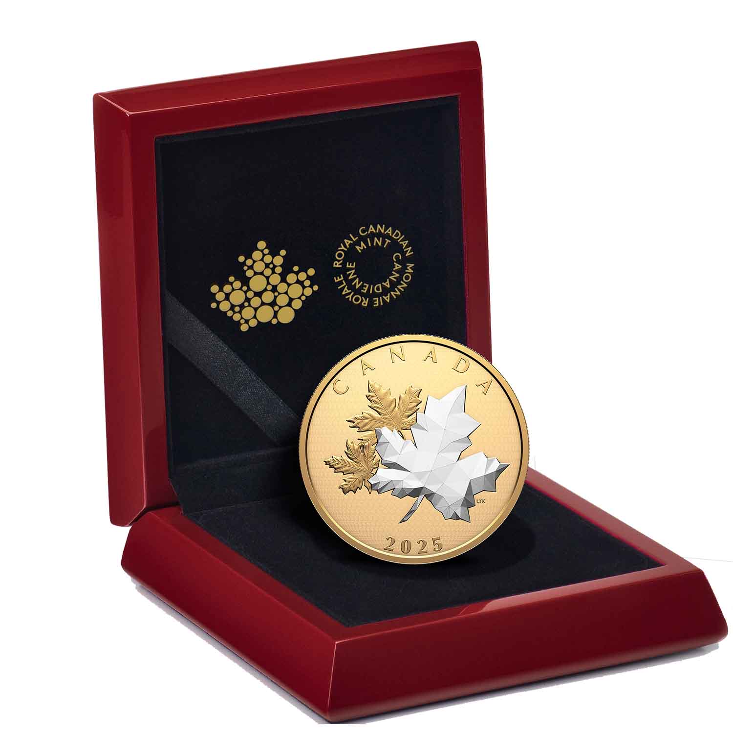 Maple Leaf 2025 $50 Gold-plated 5oz Silver Proof Coin - Image 5