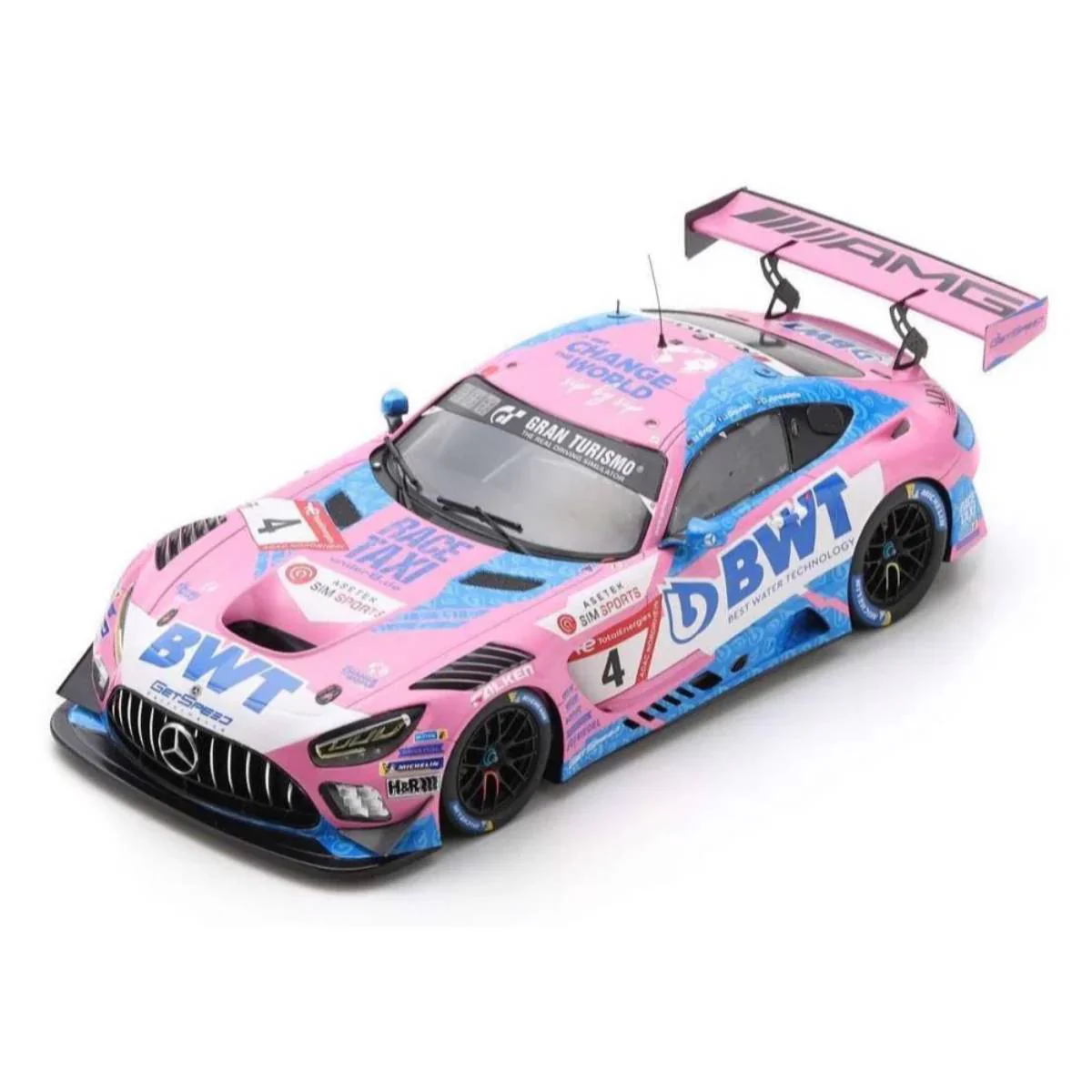 Mercedes-AMG GT3 No.4 Mercedes-AMG Team GetSpeed - 3rd 24H Nurburgring 2022 - M. Engel - J. Gounon - D. Juncadella. Limited 300. With Acrylic Cover - 1:18 Scale Resin Model Car