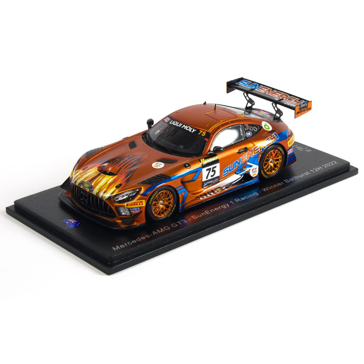 Mercedes-AMG GT3 No.75 SunEnergy 1 Racing - Winner Bathurst 12H 2022 - L. Stolz - J. Gounon - K. Habul - M. Konrad. Limited 1000 - 1:43 Scale Resin Model Car