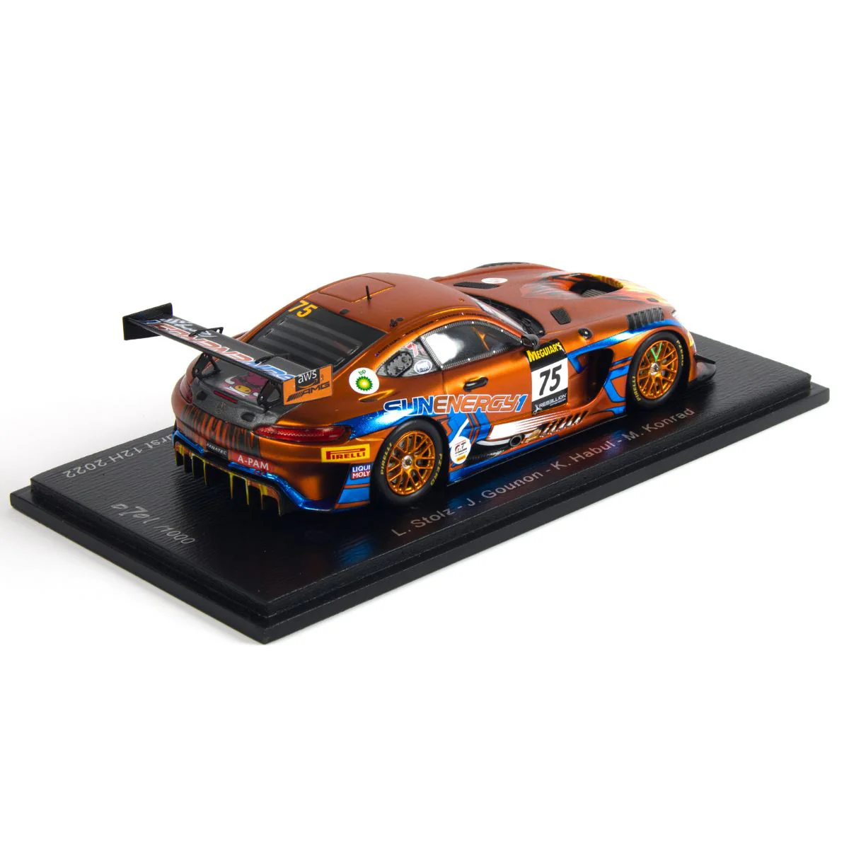 Mercedes-AMG GT3 No.75 SunEnergy 1 Racing - Winner Bathurst 12H 2022 - L. Stolz - J. Gounon - K. Habul - M. Konrad. Limited 1000 - 1:43 Scale Resin Model Car - Image 2
