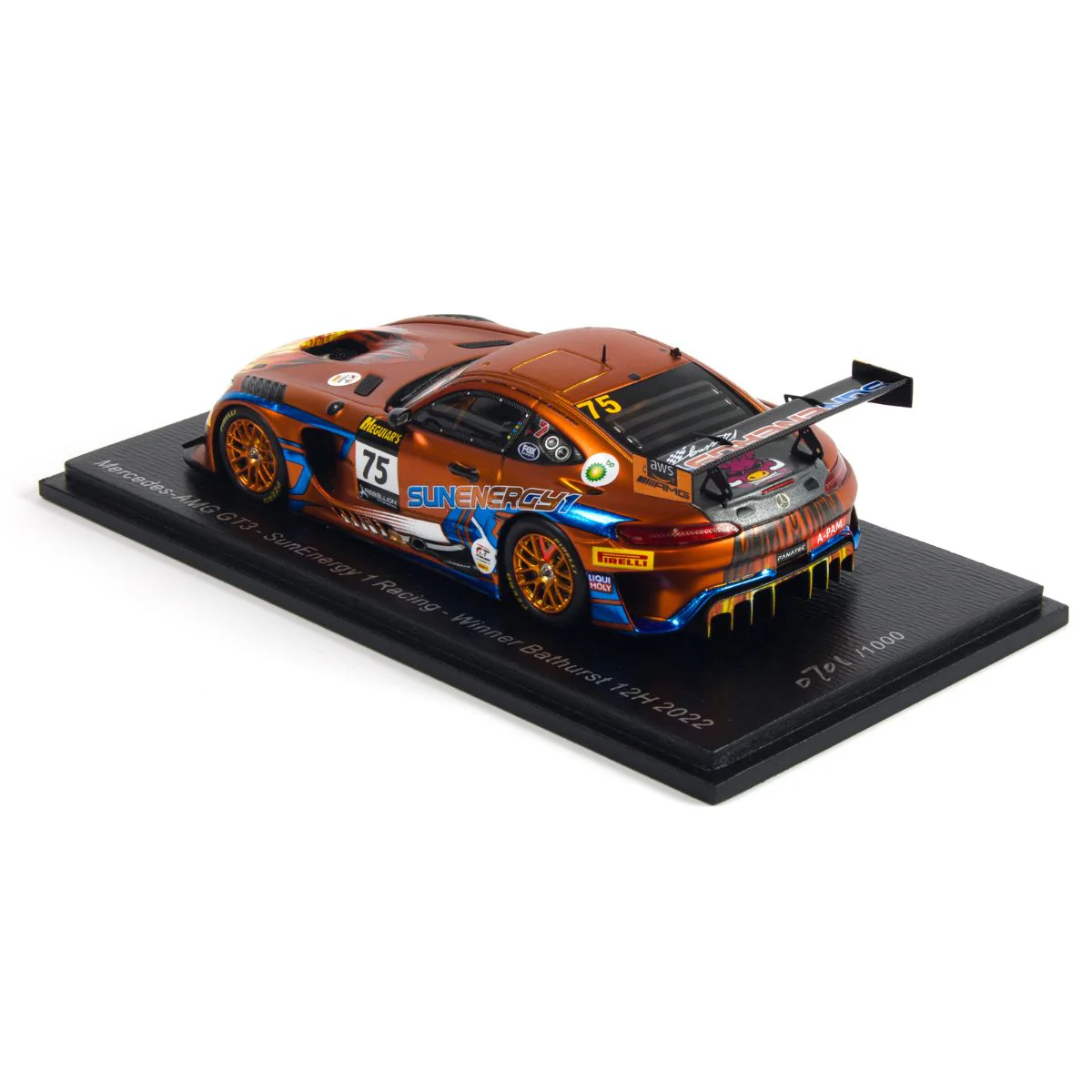 Mercedes-AMG GT3 No.75 SunEnergy 1 Racing - Winner Bathurst 12H 2022 - L. Stolz - J. Gounon - K. Habul - M. Konrad. Limited 1000 - 1:43 Scale Resin Model Car - Image 3