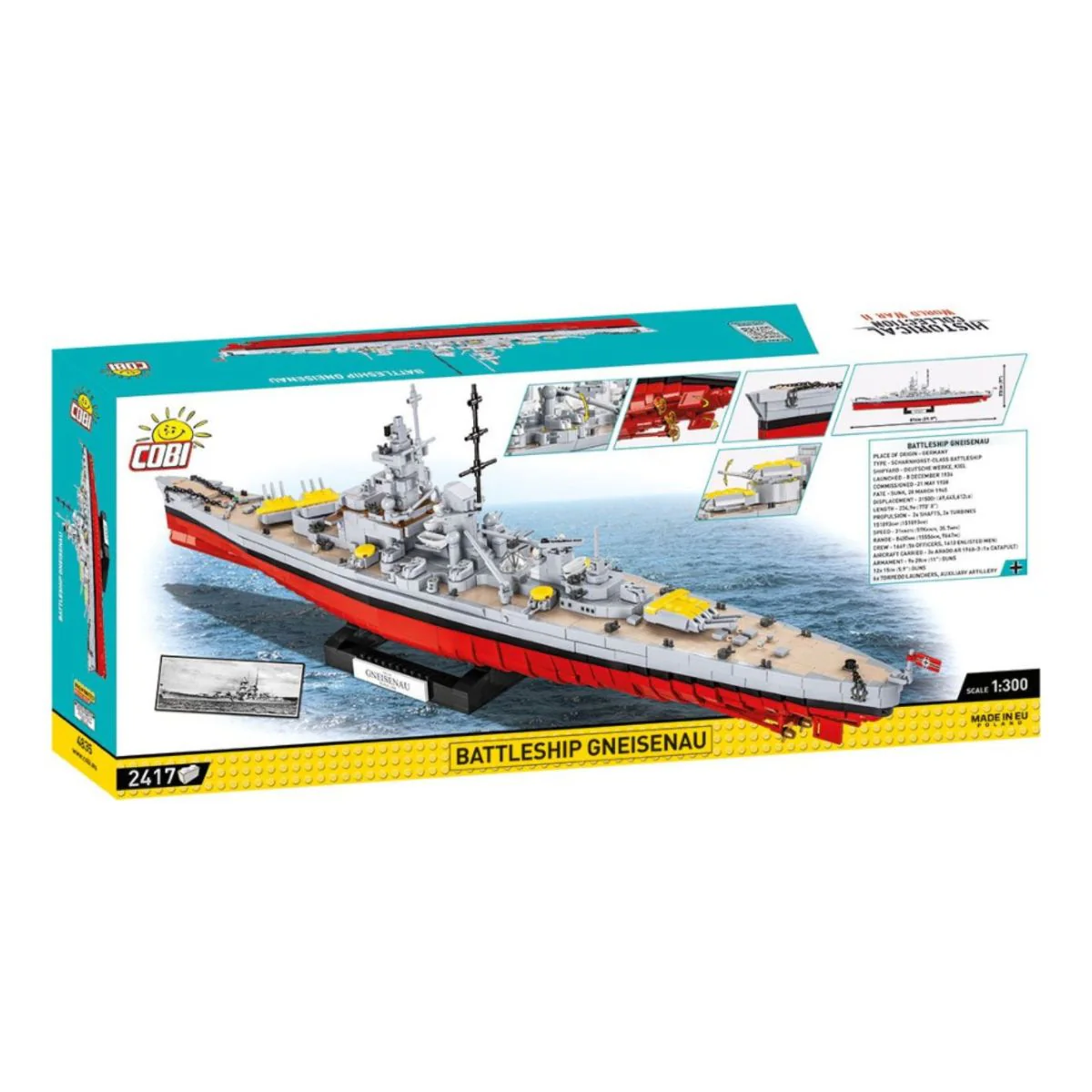 Model Brick Set World War 2 Battleship Gneisenau (2417 Pieces) - Image 4