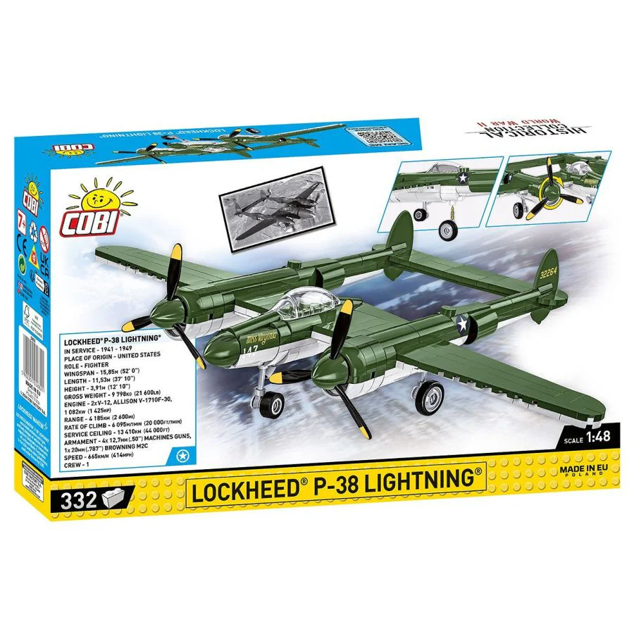 Model Brick Set World War 2 Lockheed P-38 Lightning (335 Pieces) - Image 3