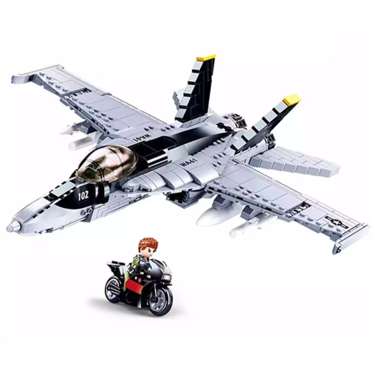 Model Brick Set Model Bricks F/A 18e Super Bumblebee (682 Pieces) - Image 2