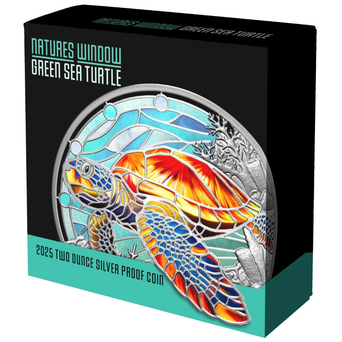 Nature’s Window Green Sea Turtle 2025 $5 Colour 2oz Silver Proof Coin - Image 6
