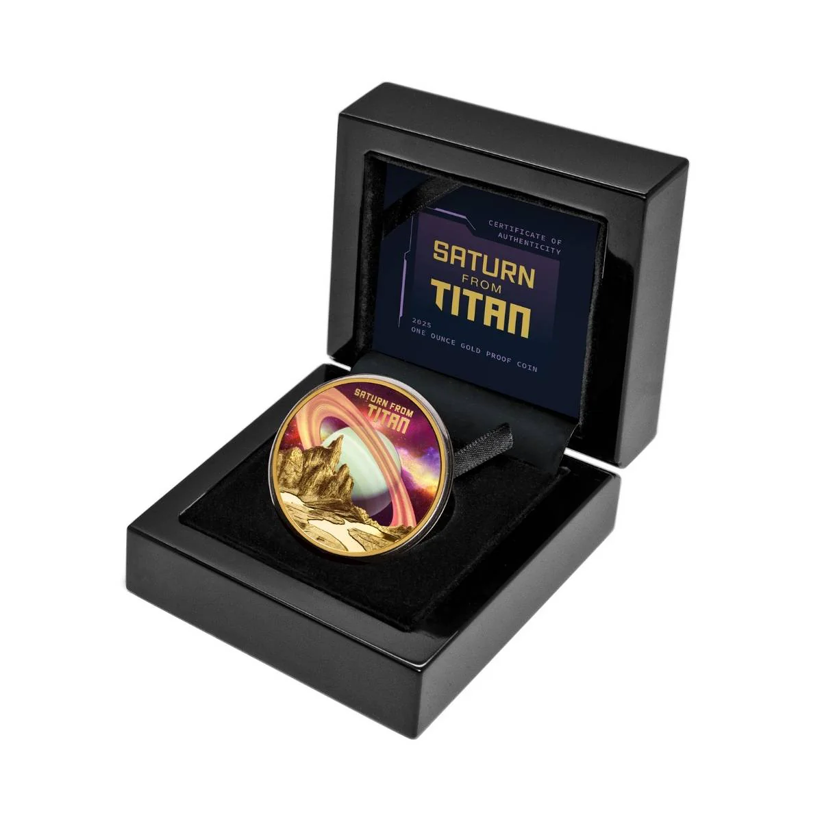Saturn from Titan 2025 $100 1oz Gold Proof Coin - Image 3