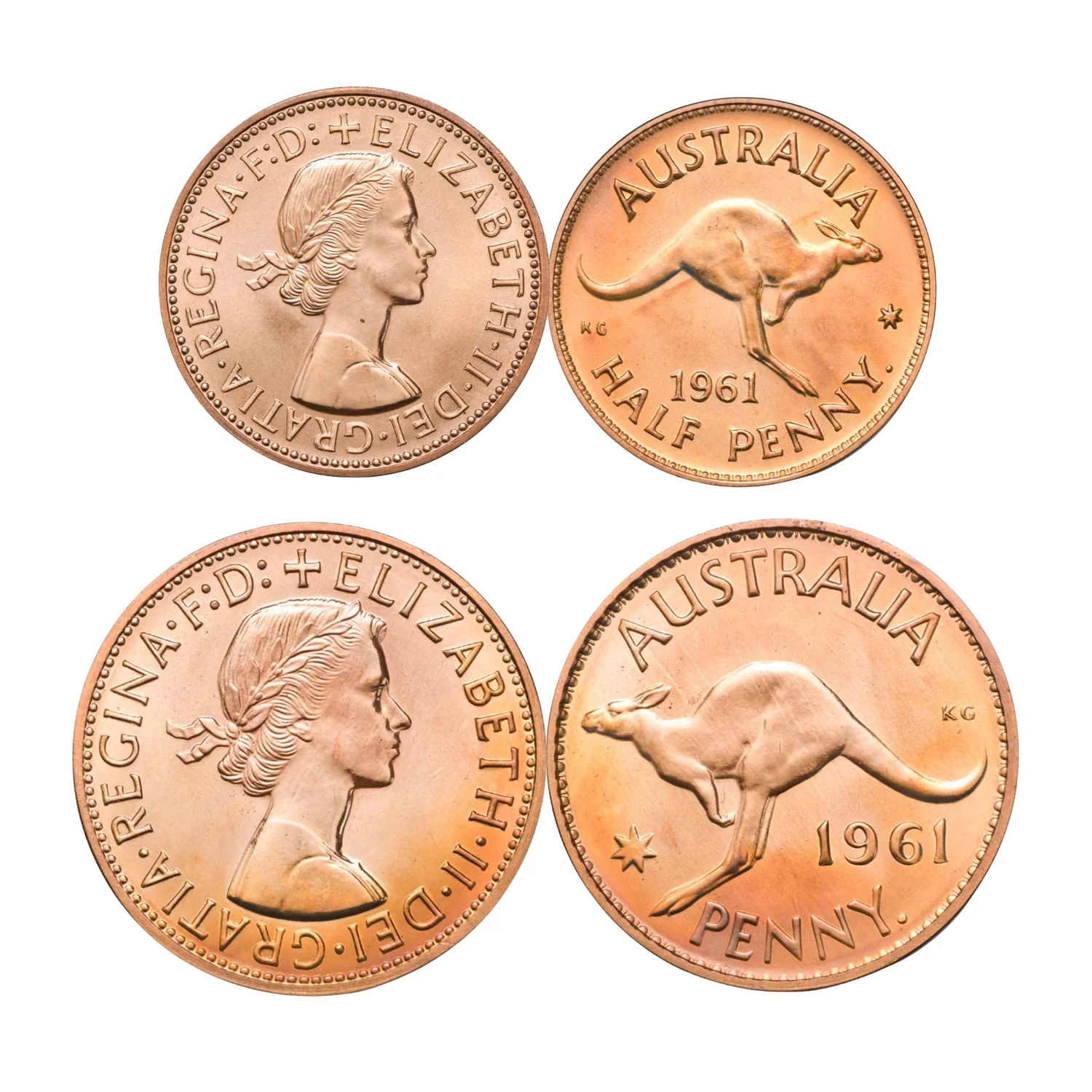 Australia Elizabeth II Perth Mint 1961 Halfpenny & Penny Proof Pair FDC