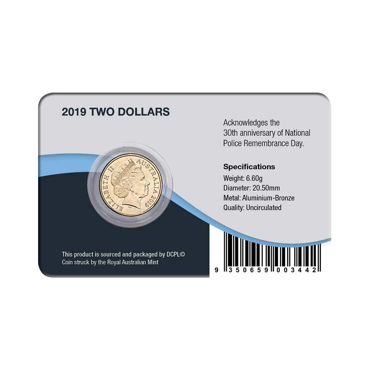 Australia Police Remembrance 2019 $2 Aluminium-Bronze Uncirculated Coin Pack - Image 2