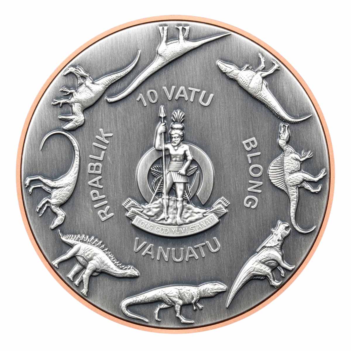 Pteranodon 2023 10 Vatu Silver & Copper Bimetal Antique Coin - Image 2
