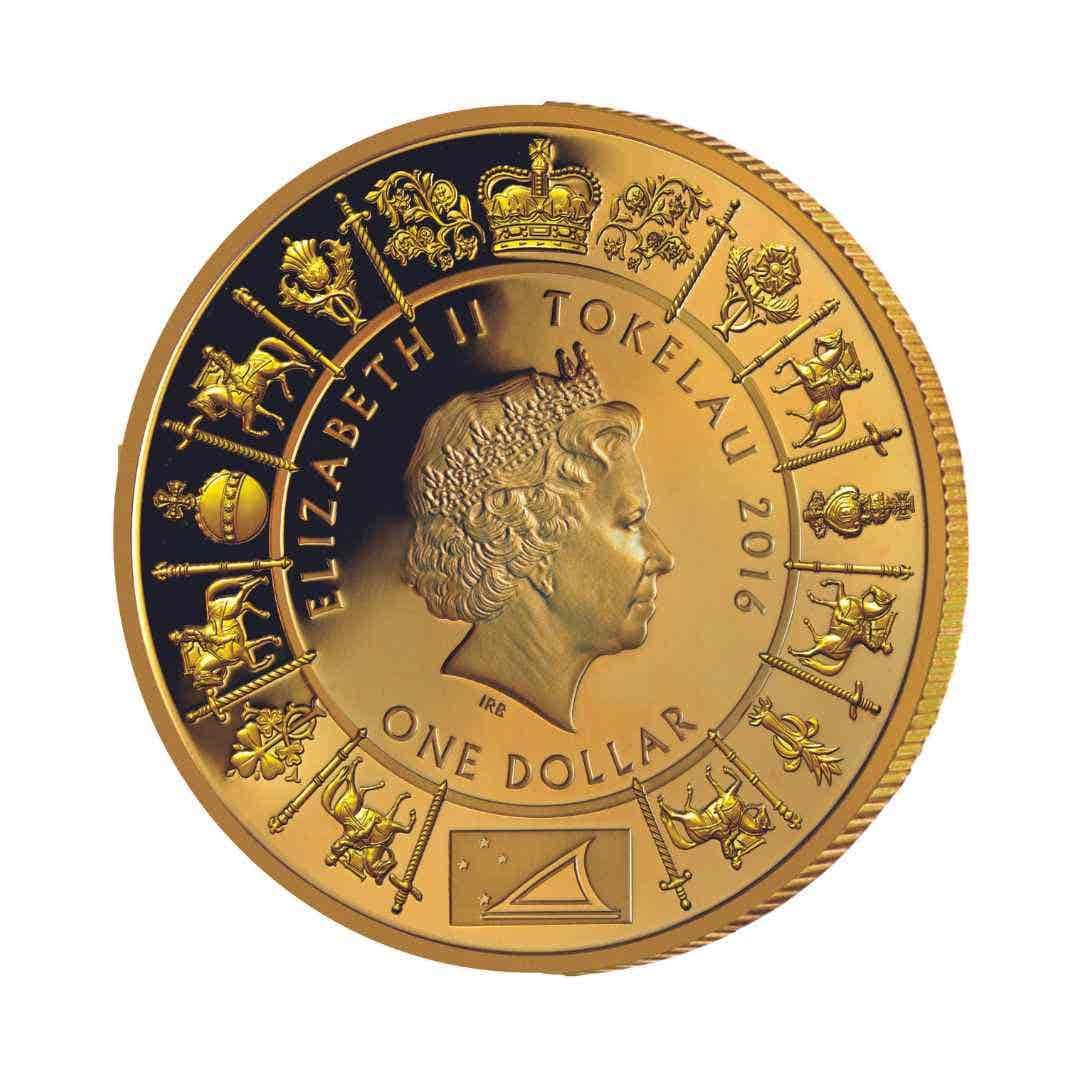 Queen Elizabeth II 2016 $1 Elizabeth & Margaret Gold-plated Proof Coin - Image 3