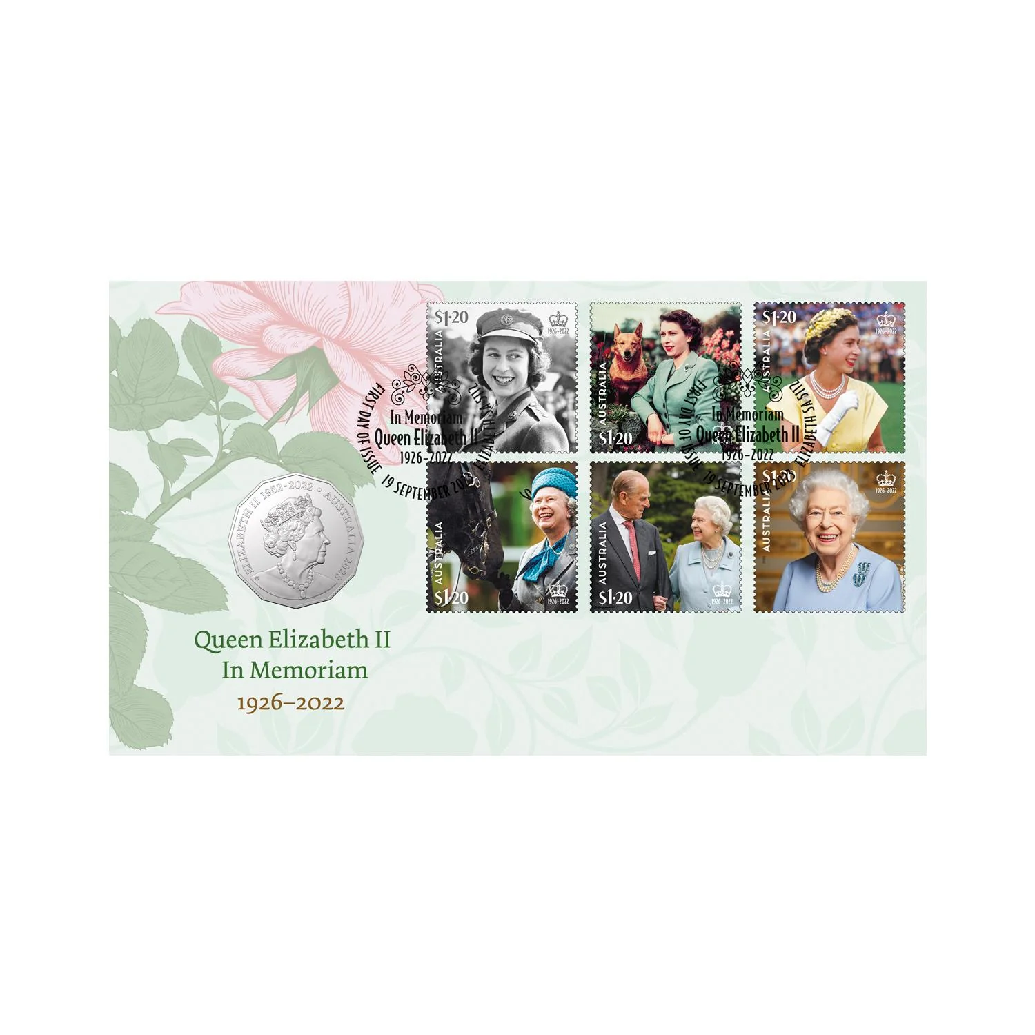 Queen Elizabeth II In Memoriam 2023 50c Stamp & Coin Cover