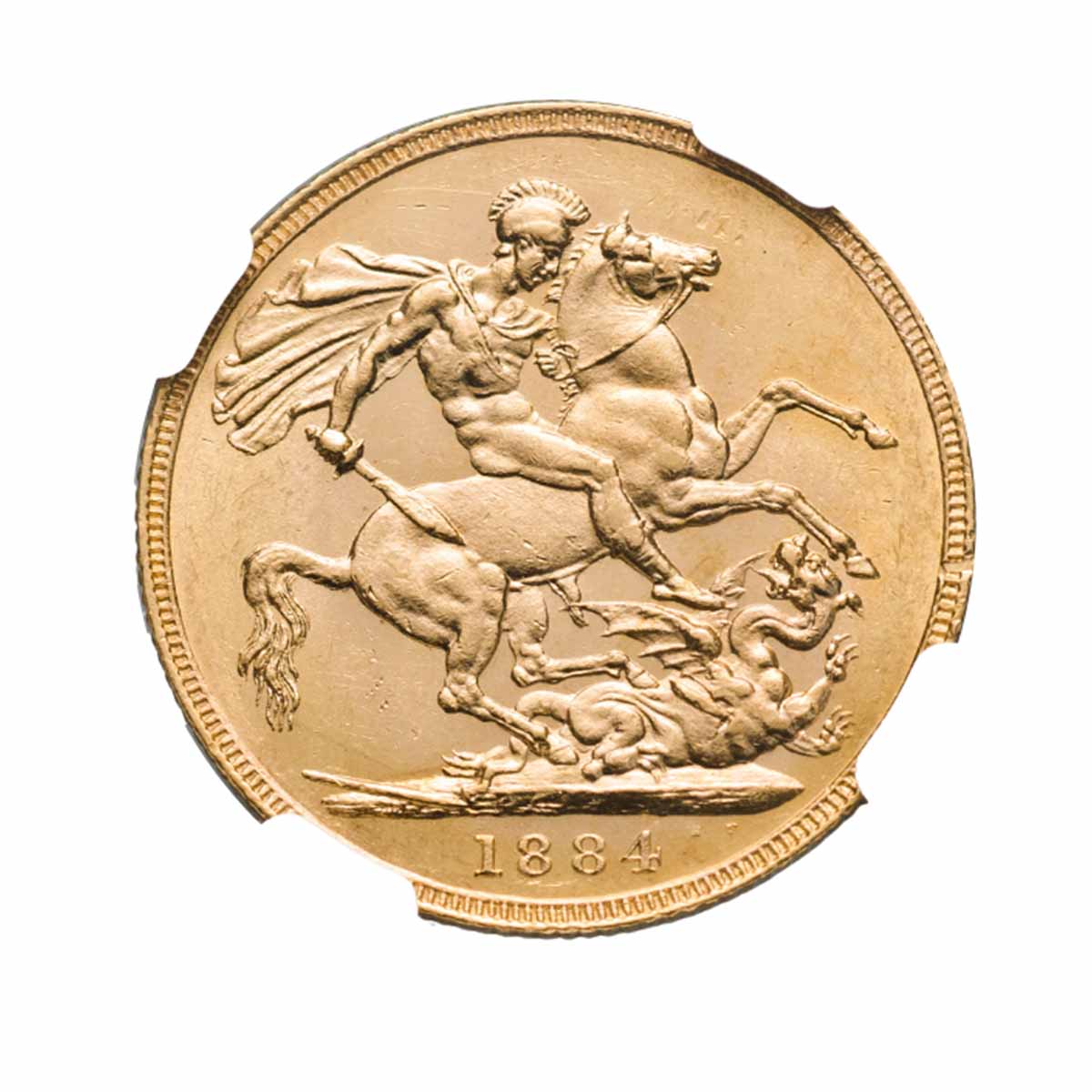 1884 Melbourne Queen Victoria Young Head St George Gold Sovereign NGC MS63 (Choice Uncirculated)