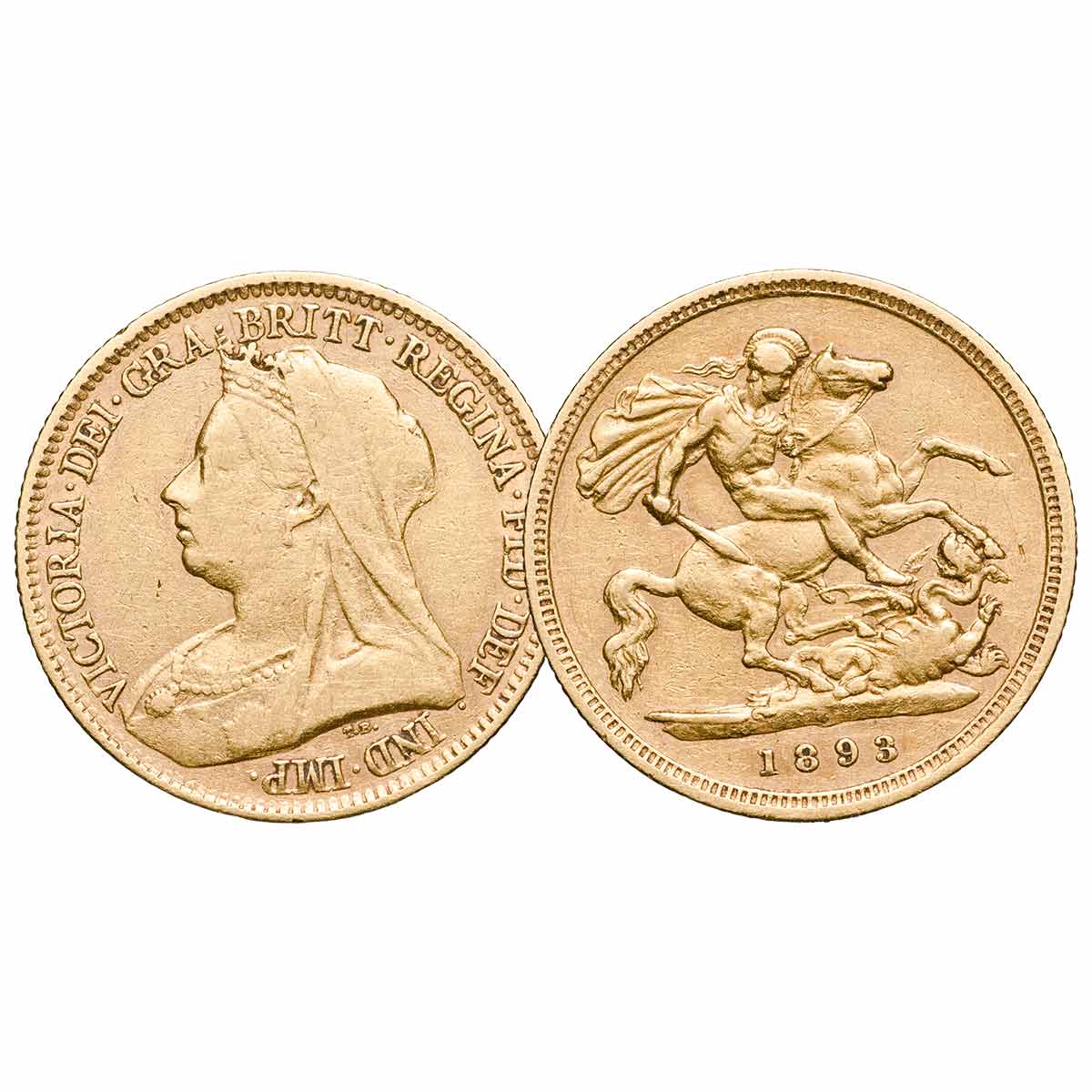 Queen Victoria 1893S-1900S Sydney Mint Veiled Head Gold Half Sovereign Complete Set Fine-Very Fine - Image 3