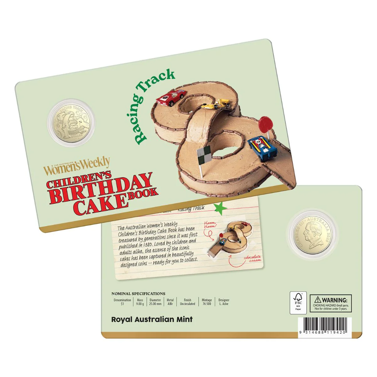 Australia Racing Track Birthday Cake 2025 $1 Aluminium-Bronze Uncirculated Coin - Image 4