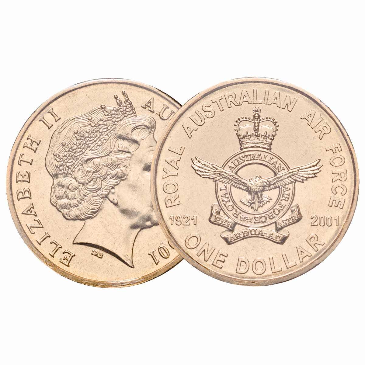 Australia Navy 90th & Air Force 80th Anniversary 2001 $1 Aluminium-Bronze Uncirculated Coin Pair - Image 2