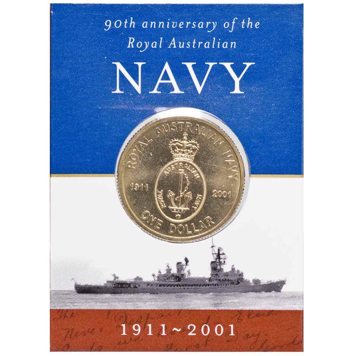 Australia Navy 90th & Air Force 80th Anniversary 2001 $1 Aluminium-Bronze Uncirculated Coin Pair - Image 5